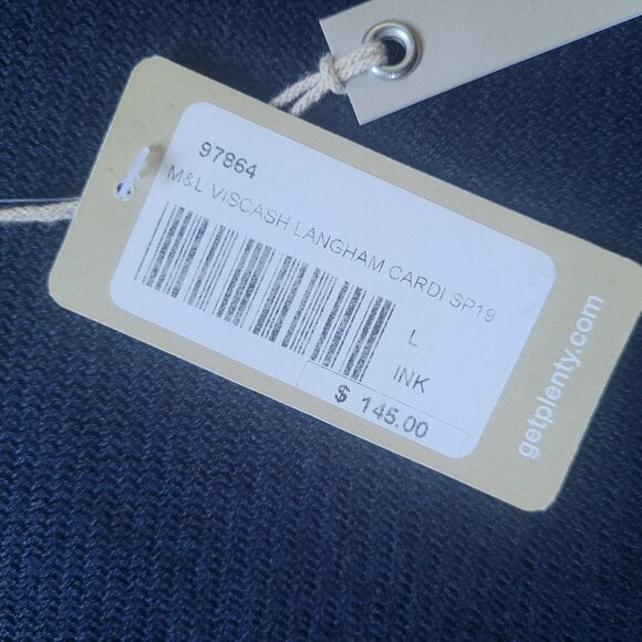 NWT Navy Long Belted Cardi, sz Medium - Picture 5 of 10